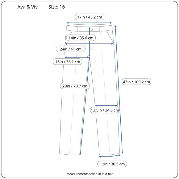 Ava & Viv Womens Plus Size Black Wide-Leg Relaxed Fit Stretch Pants Size 16 - Picture 3 of 10